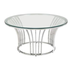 Table basse de salon moderne avec plateau en verre et pieds en métal argenté écologiques - Product Image 1