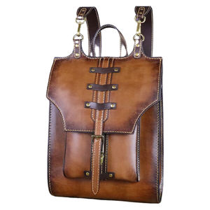 Premium Solide Couleurs Motif Léopard En Cuir Cartable Sac À Dos Fabriqué À La Main Confortable Facile À Nettoyer Vintage En Plein Air Voyage Daypacks - Product Image 6