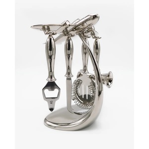 Stainless Steel <b>Cocktail</b> <b>Shaker</b> <b>Set</b> with Elegant Wooden Base and Lid for Weddings and Special Events - Product Image 4