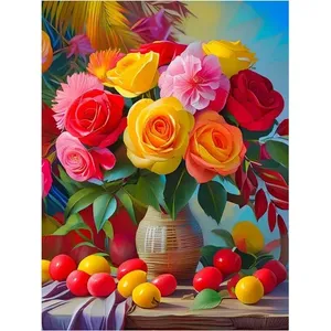 Coloré Rose Marbre Carreaux De Céramique Murale Cuisine Dosseret Peintures Murales Nature Morte Fleurs - Product Image 1