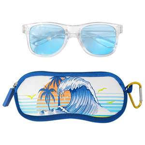 Lot de lunettes de soleil pour enfants avec étui, protection UV, thème surf cool, pour les 8 ans et plus - Product Image 1