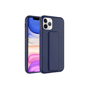 Coque de protection antichoc en silicone bleu marine premium avec béquille Qstand pour iPhone 11 Pro, anti-traces de doigts, finition électroplaquée - Product Image 1