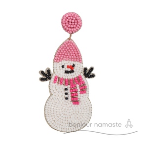 Orecchini di pupazzo di neve con perline fatti a mano all'ingrosso | Orecchino di dichiarazione di vacanza | Regalo di gioielli di Natale invernale | MOQ basso | Pronto per la spedizione - Product Image 6