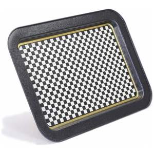 Plateau de service en bois en damier 310x430mm Plateau rectangulaire en métal et bois pour le service des aliments - Product Image 3