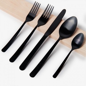 Juego de Cubiertos de Metal con acabado negro con mango creativo Simple para el hogar y hoteles Vajilla de mesa Juegos de cubiertos para comer - Product Image 6