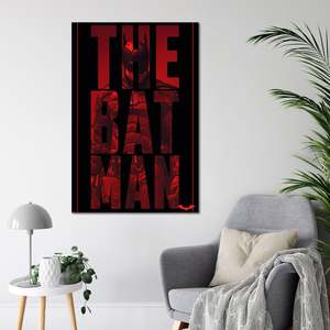 Modern Style the Batman <b>Poster</b> Cut Away Design Featuring Robert Pattinson on Canvas with Black Frame for Wall Usage - Product Image 2