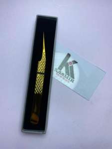 Pince à épiler pour extension de cils Gold Isolation Fine Grip Fiber-Tip Private Label Fabriqué au Pakistan Dans nos installations - Product Image 3