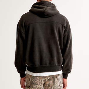 Sudadera con capucha de invierno con logotipo personalizado para hombre, sudadera con parche bordado de chenilla de peso pesado, sudadera de tela polar con patrón sólido - Product Image 6