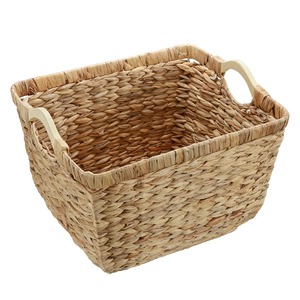 Panier de rangement en osier tissé à la main avec poignées en bois, panier de rangement artisanal, vente en gros, écologique, fabriqué au Vietnam - Product Image 6