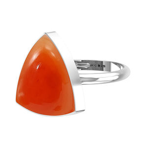 Anillo de Compromiso de Plata de Ley 925 con Engaste de Bisel, Cornalina en Forma de Trillón, Ovalada y de Pera, Estilo Clásico, Energía Positiva, Excelente Regalo - Product Image 1