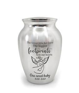 Urna conmemorativa de recuerdo decorativa de acero inoxidable para la pérdida de Niños de urnas plateadas de tamaño personalizado - Product Image 1