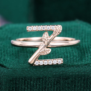 Bijoux de mariage Dainty 925 Silver Moissanite Diamond Alphabet Letter "Z" Ring Jewelry for Women's - Product Image 5