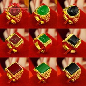 Oro sorella <span class=keywords><strong>Nan</strong></span> generoso anello da uomo quadrato ovale anello in ottone placcato oro con ossidiana oro oro anello da uomo - Product Image 2