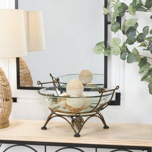 Cieslak Tempered Glass Serving Fruit <b>Bowl</b> With Copper Metal Grapes Base Dining Table Centerpiece Decorative Fruit <b>Bowls</b> - Product Image 5