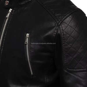 Chaqueta de cuero negra ajustada de tendencia para hombre con cuello levantado y bolsillos con cremallera Ideal para ropa de calle y trajes Casuales - Product Image 6