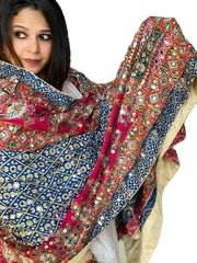 ผ้าไหมปักลายดอกไม้ร่วมสมัยทำด้วยมือผ้าไหมสีสดใสสไตล์ชาติพันธุ์พร้อมตกแต่งลวดลายกระจกด้วยลูกไม้ - Product Image 5