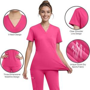 Uniforme médico ligero y transpirable para mujer, uniforme de enfermería, Top con cuello en V y pantalones para correr - Product Image 5