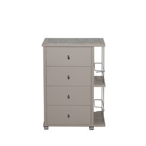 MASLEGNO MAS254 Authentic Modern Beech Solid Wood HDF Panel Drawer Cart Tile Top Plastic <b>Chrome</b> Handles Bottle Kitchen Furniture - Product Image 2