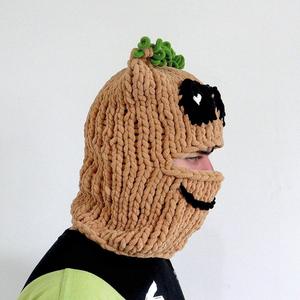 Hand Embroidery Autumn Winter Warm <b>Tree</b> Man <b>Face</b> Mask Hat Hand-Knitted Character Common Unisex Adult Casual New Cross-Border - Product Image 4