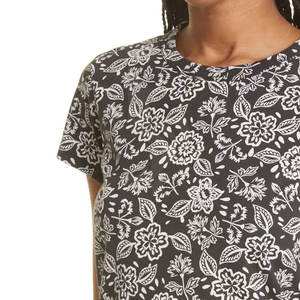 Camiseta de sublimación personalizada para mujer, tela de punto transpirable de algodón 100%, ropa informal ecológica al por mayor para el verano - Product Image 2