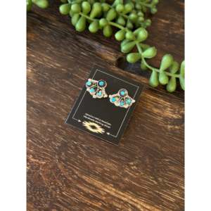 Pendientes de Plata de Ley con Turquesa Étnica Navajo, Diseño Geométrico con Engaste de Bisel, Estilo Moderno para Bodas y Compromisos - Product Image 4