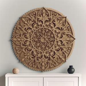 Mandala mural en MDF conçu pour les amateurs de décoration intérieure indienne à la recherche d'art en bois traditionnel et spirituel - Product Image 4
