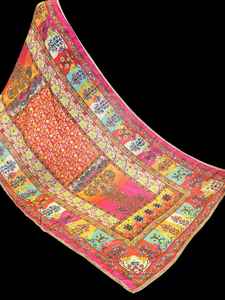 Écharpe de créateur indien brodée à la main en satin de soie respirant écologique multicolore Dupatta étole enveloppement traditionnel féminin - Product Image 3