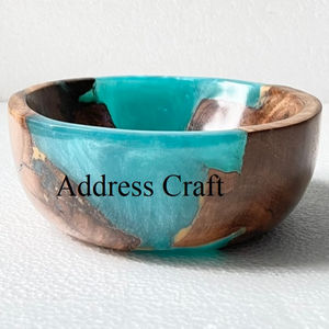 ชามผลไม้ขอบไม้เรซินอีพ็อกซี่ธรรมชาติ,ชุดภาชนะอาหารเย็นชามไม้ตกแต่งชามสลัดแบบสร้างสรรค์ - Product Image 1