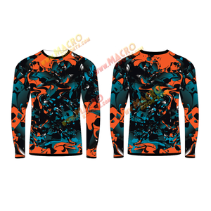 เสื้อรัดกล้ามเนื้อผู้ชายแบบมีฮู้ด พิมพ์โลโก้ตามสั่ง เสื้อรัดกล้ามเนื้อสำหรับ MMA ทรงรัดรูป แขนยาว สำหรับออกกำลังกาย วิ่ง และเล่นเซิร์ฟ - Product Image 4