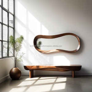 Espejo Redondo con Marco de Vidrio Art Deco KALATRI, Ecológico, Hecho a Mano, Moderno, Abstracto, Decoración de Pared - Product Image 1