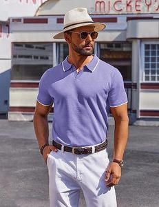 เสื้อโปโลผู้ชายมีลายทางที่กำหนดเองได้เสื้อผ้าลำลองแขนสั้นแบบคลาสสิก2025 - Product Image 4