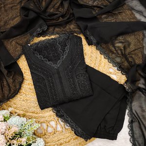 RUNNING WEAR TRENDING FAUSSE GEORGETTE TOP FIL DE COTON BRODÉ RÉVERSIBLE FÊTE TRAVAIL avec DUPATTA - Product Image 3