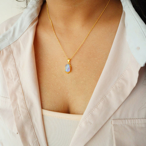 Raw Natural Garnet <b>Pendant</b> Necklace 24K Gold Plated Customized Charm January Birthstone - Product Image 3