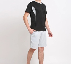 Harry Johnson Men's Black White Solid Pattern Casual Plus Size Sporty V-neck Quick Dry Summer <b>Knitted</b> 100% Polyester T-Shirt <b>Set</b> - Product Image 1