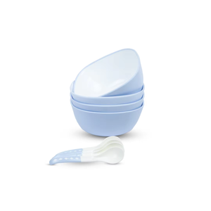 100% Food Grade BPA-Free Blue Stylish Disposable Dining <b>Bowl</b> and Spoon Set Microwave Dishwasher Safe for Family Meal Serving - Product Image 5