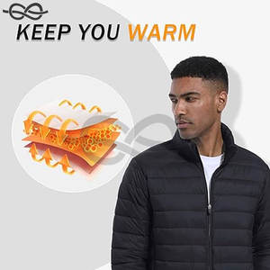 Veste matelassée légère pour homme Manteau matelassé coupe-vent et déperlant pour l'hiver, l'automne et le printemps - Product Image 3