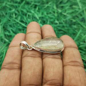 Collier de bijoux fins en argent Sterling 925 fait à la main pendentif en Quartz rutile ovale naturel pendentif à breloque motif numéro de diamant - Product Image 6