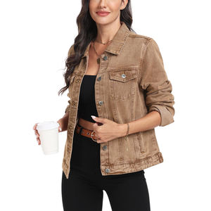 Wholesale Price Oversize Drop Shoulder Streetwear Denim Jacket Women Latest Adjustable Color Block Embroidery Breathable - Product Image 4