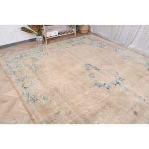 Alfombra Turca, Alfombra Extra Grande de 9.4x12.3 pies, Alfombra Vintage de Lana Azul Abstracta - Product Image 4