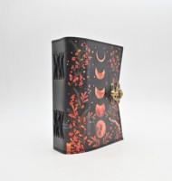 Journal du fabricant en cuir véritable Journal intime Sun & Moon Journal imprimé à la main Deckle Edge Paper Book Of Leather Diary