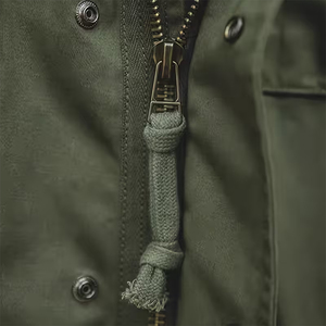 Veste en toile pour homme de qualité supérieure, couleur vert olive, fermeture à boutons en corne, quatre poches sur le devant, coupe-vent, séchage rapide, respirante - Product Image 4