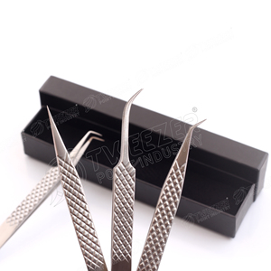 Pinzas de extensión de pestañas Nano Grip con polvo de diamante, pinzas de pestañas japonesas de acero inoxidable para vellos faciales - Product Image 1