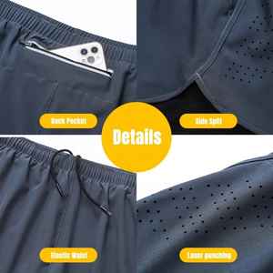 2025 gros été hommes solide Sport Shorts avec poche intérieure athlétique entraînement course Fitness Shorts pantalons pour hommes - Product Image 4