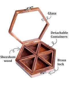 Caja de especias de madera natural, organizador decorativo para el hogar, Hotel y restaurante, cocina, lavavajillas, caja rústica hecha a mano Masala - Product Image 3
