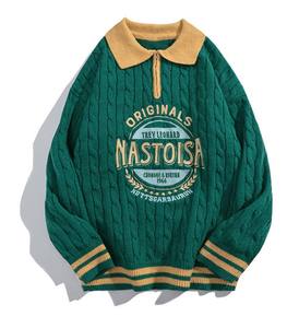 Men's Custom Pullover Knitwear Polo <b>Cable</b> Full Sleeve Zipper Embroidery <b>Knit</b> Men Polo Neck <b>Sweater</b> - Product Image 5