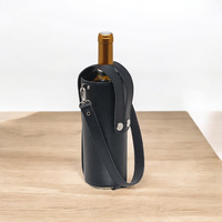 Porte-bouteille à vin réutilisable en cuir véritable fait main de qualité supérieure, isolé, portable, toutes saisons, vintage, pour pique-nique en plein air