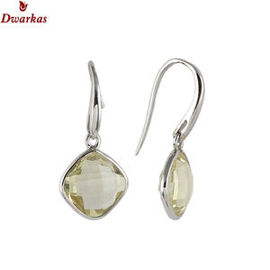 Fabricant vente en gros de boucles d'oreilles classiques en argent sterling 925 avec pierres précieuses quartz citron boucles d'oreilles pour femmes - Product Image 4