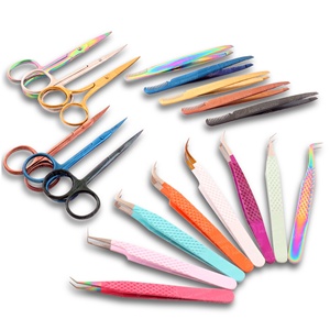 Ensemble de pinces à cils et sourcils en acier inoxydable japonais non corrosif avec volume pointu et pointes en fibres Ciseaux inclus - Product Image 1