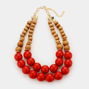 Collar de madera con cuentas atractivas, hecho a mano Vintage cordón de algodón, el último collar de madera para mujer, regalo de Navidad - Product Image 5