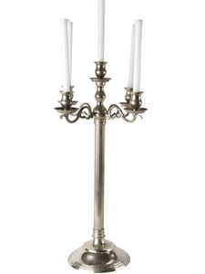 Elegante Candelabro de Cinco Brazos de Metal Plateado con Acabado Pulido Clásico y Estilo Vintage Alto para una Mejora Refinada del Hogar - Product Image 6